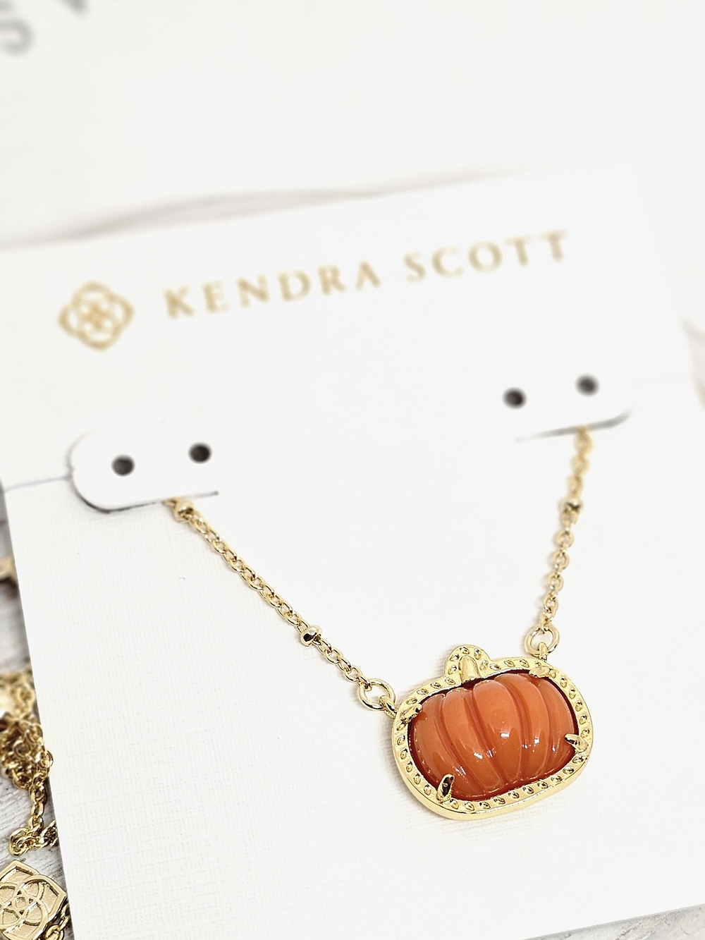 Kendra Scott Orange Pumpkin Pendant Necklace